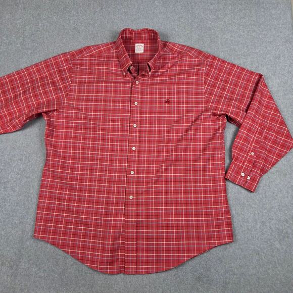 Brooks Brothers Shirt Mens Size XL Non Iron Supima Cotton Red Plaid Button Down - Picture 5 of 11